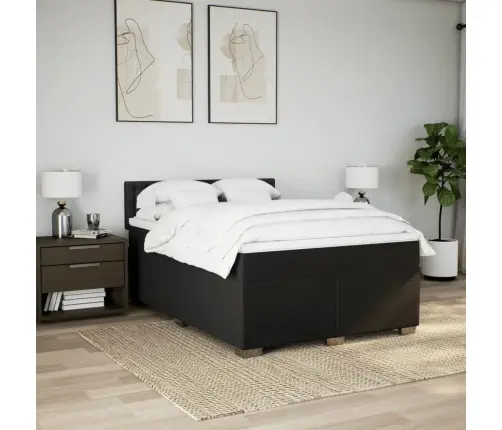 Atsperu Gulta Ar Matraci, Melns, 160X200 Cm, Audums Vidaxl