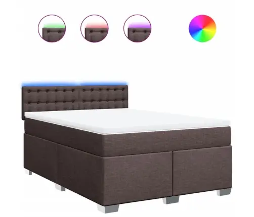 Atsperu Gulta Ar Matraci, Tumši Brūns, 160X200 Cm, Audums Vidaxl