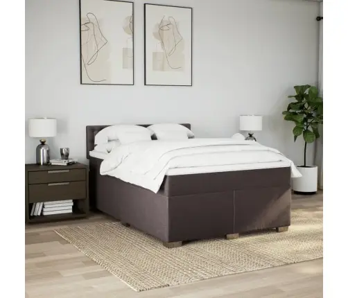 Atsperu Gulta Ar Matraci, Tumši Brūns, 160X200 Cm, Audums Vidaxl