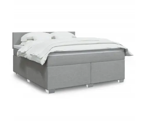 Lova Su Spyruoklėmis Ir Čiužiniu, Pilka, 180X200cm Audinys