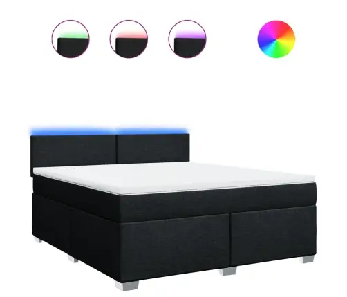 Atsperu Gulta Ar Matraci, Melns, 180X200 Cm, Audums Vidaxl