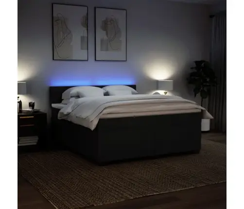 Atsperu Gulta Ar Matraci, Melns, 180X200 Cm, Audums Vidaxl