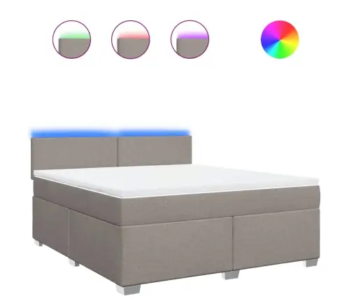 Atsperu Gulta Ar Matraci, Pelēkbrūns, 180X200 Cm, Audums Vidaxl