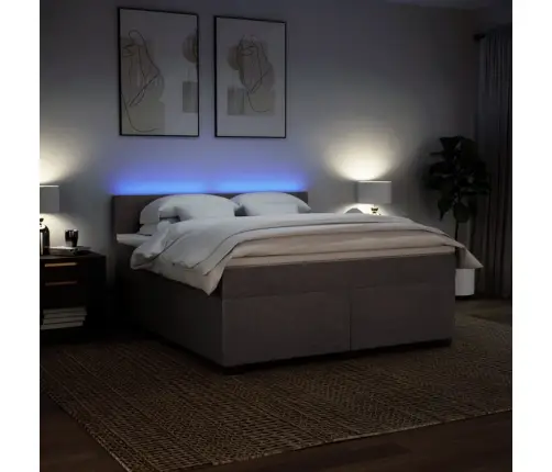 Atsperu Gulta Ar Matraci, Pelēkbrūns, 180X200 Cm, Audums Vidaxl