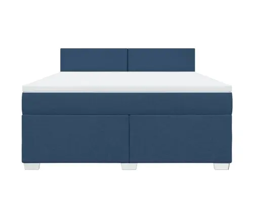 Atsperu Gulta Ar Matraci, Zils, 180X200 Cm, Audums Vidaxl