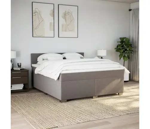 Atsperu Gulta Ar Matraci, Pelēkbrūns, 180X200 Cm, Audums Vidaxl