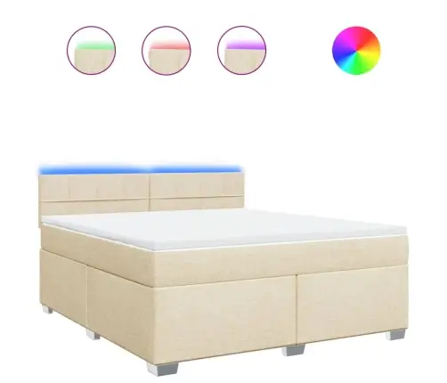 Atsperu Gulta Ar Matraci, Krēmkrāsas, 180X200 Cm, Audums Vidaxl