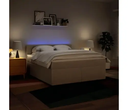 Atsperu Gulta Ar Matraci, Krēmkrāsas, 180X200 Cm, Audums Vidaxl