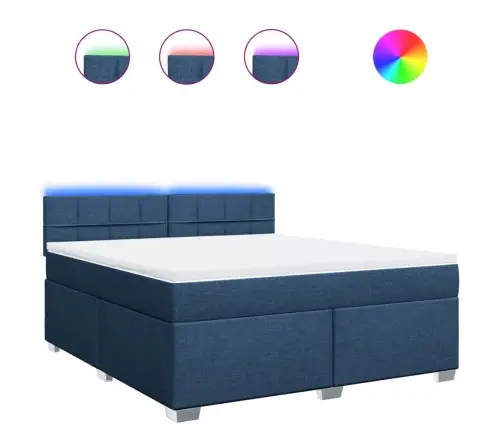 Atsperu Gulta Ar Matraci, Zils, 180X200 Cm, Audums Vidaxl