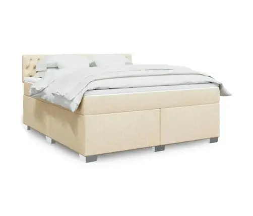 Atsperu Gulta Ar Matraci, Krēmkrāsas, 180X200 Cm, Audums Vidaxl