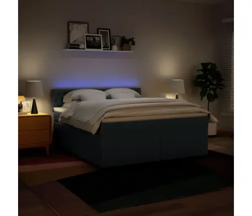 Atsperu Gulta Ar Matraci, Zils, 180X200 Cm, Audums Vidaxl