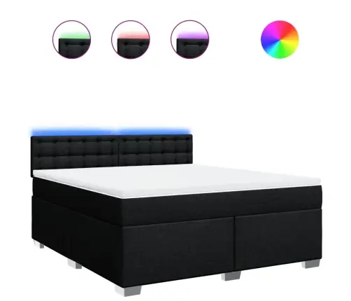 Lova Su Spyruoklėmis Ir Čiužiniu, Juoda, 180X200 cm Audinys