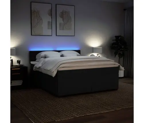 Lova Su Spyruoklėmis Ir Čiužiniu, Juoda, 180X200 cm Audinys