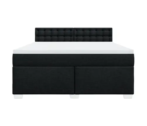 Lova Su Spyruoklėmis Ir Čiužiniu, Juoda, 180X200 cm Audinys