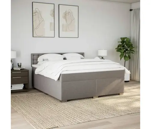 Lova Su Spyruoklėmis Ir Čiužiniu, Taupe, 180X200 cm Audinys