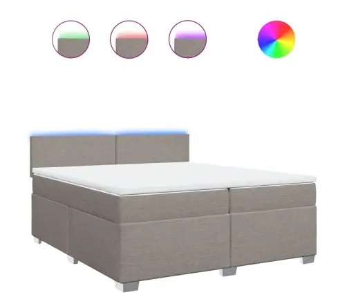 Atsperu Gultas Rāmis Ar Matraci, Pelēkbrūns, 200X200 Cm, Audums Vidaxl