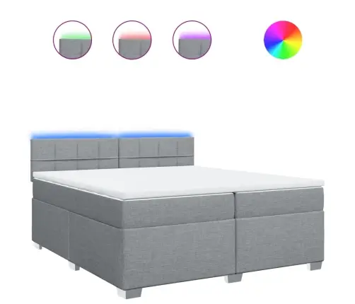 Lova Su Spyruoklėmis Ir Čiužiniu, Pilka, 200X200cm Audinys