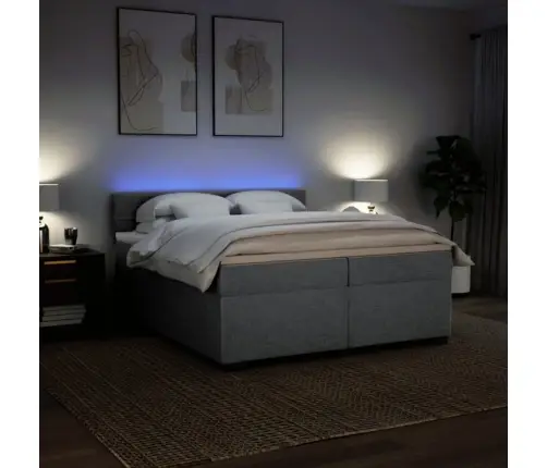 Lova Su Spyruoklėmis Ir Čiužiniu, Pilka, 200X200cm Audinys