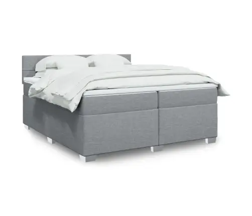 Lova Su Spyruoklėmis Ir Čiužiniu, Pilka, 200X200cm Audinys