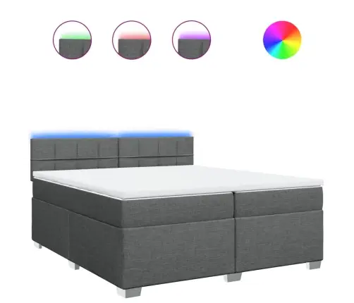 Atsperu Gulta Ar Matraci, Tumši Pelēka Audums, 200X200Cm Vidaxl