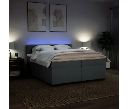 Atsperu Gulta Ar Matraci, Tumši Pelēka Audums, 200X200Cm Vidaxl