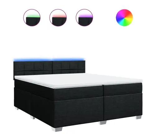 Atsperu Gultas Rāmis Ar Matraci, Melna Audums, 200X200 Cm Vidaxl