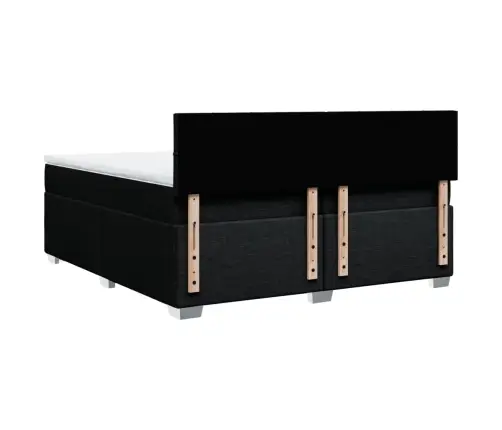 Atsperu Gultas Rāmis Ar Matraci, Melna Audums, 200X200 Cm Vidaxl