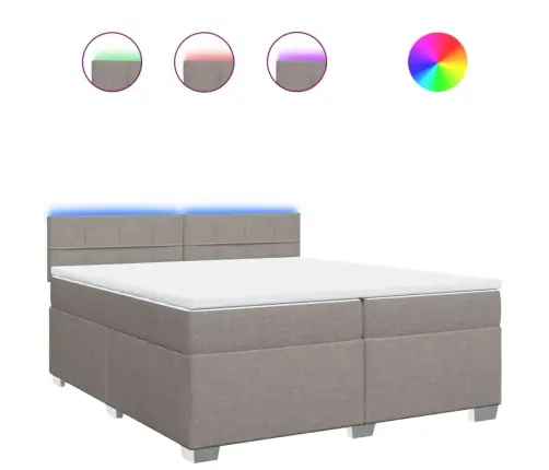 Atsperu Gultas Rāmis Ar Matraci, Pelēkbrūns, 200X200 Cm, Audums Vidaxl