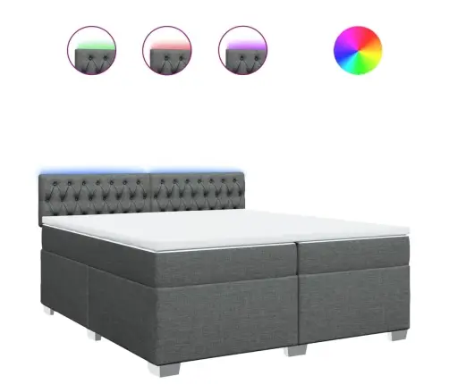 Lova Su Spyruoklėmis Ir Čiužiniu, Tamsiai Pilka, 200X200 Cm