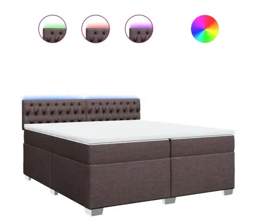 Atsperu Gultas Rāmis Ar Matraci, Tumši Brūna, 200X200Cm, Audums Vidaxl