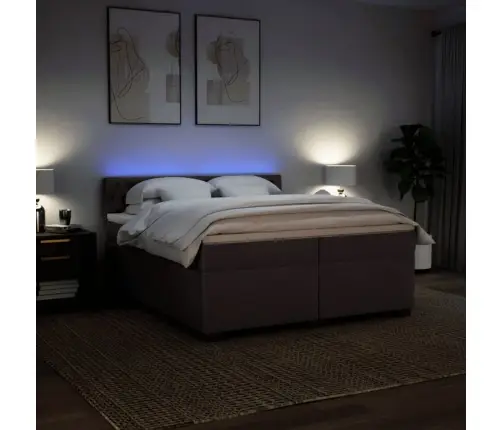 Atsperu Gultas Rāmis Ar Matraci, Tumši Brūna, 200X200Cm, Audums Vidaxl