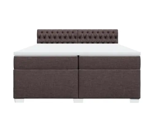 Atsperu Gultas Rāmis Ar Matraci, Tumši Brūna, 200X200Cm, Audums Vidaxl