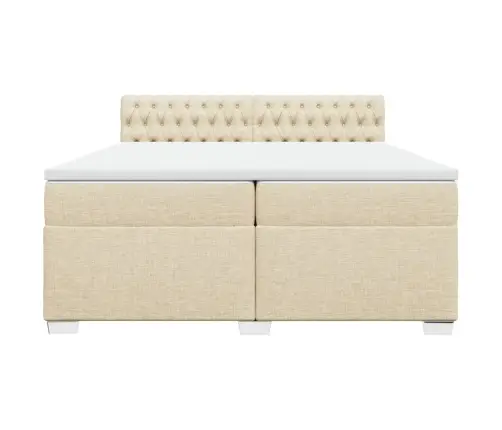 Atsperu Gultas Rāmis Ar Matraci, Krēmkrāsas Audums, 200X200 Cm Vidaxl