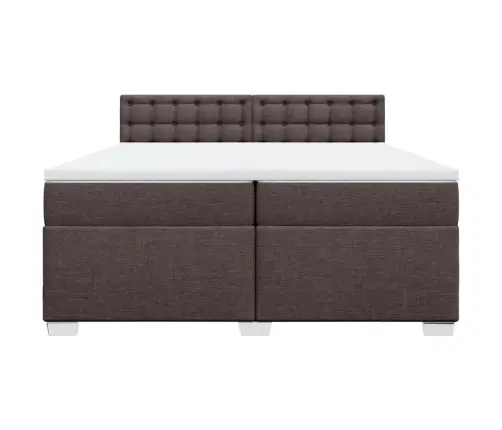 Atsperu Gultas Rāmis Ar Matraci, Tumši Brūna, 200X200Cm, Audums Vidaxl