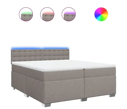 Atsperu Gultas Rāmis Ar Matraci, Pelēkbrūns, 200X200 Cm, Audums Vidaxl