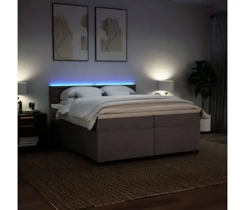 Atsperu Gultas Rāmis Ar Matraci, Pelēkbrūns, 200X200 Cm, Audums Vidaxl