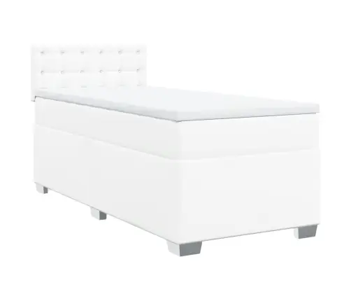 Atsperu Gulta Ar Matraci, Balta, 80X200 Cm, Mākslīgā Āda Vidaxl