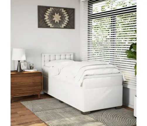 Atsperu Gulta Ar Matraci, Balta, 80X200 Cm, Mākslīgā Āda Vidaxl