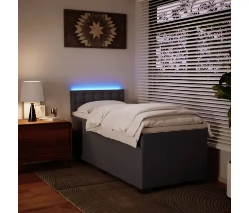 Atsperu Gulta Ar Matraci, Pelēka, 80X200 Cm, Mākslīgā Āda Vidaxl