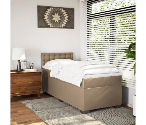 Atsperu Gulta Ar Matraci, Kapučīno, 80X200 Cm, Mākslīgā Āda Vidaxl