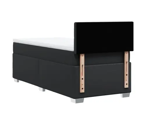 Lova Su Spyruoklėmis Ir Čiužiniu, Juoda, 90X190cm Dirbtinė Oda