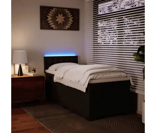 Lova Su Spyruoklėmis Ir Čiužiniu, Juoda, 90X190cm Dirbtinė Oda