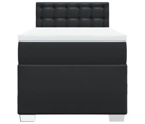 Lova Su Spyruoklėmis Ir Čiužiniu, Juoda, 90X190cm Dirbtinė Oda