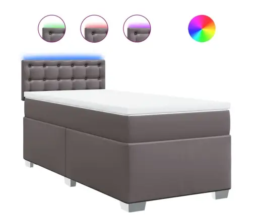 Atsperu Gulta Ar Matraci, Pelēka, 90X190 Cm, Mākslīgā Āda Vidaxl