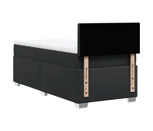 Kontinentaalvoodi Madratsiga, Must, 90X200 cm Kunstnahk