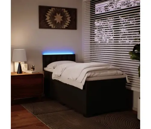 Kontinentaalvoodi Madratsiga, Must, 90X200 cm Kunstnahk