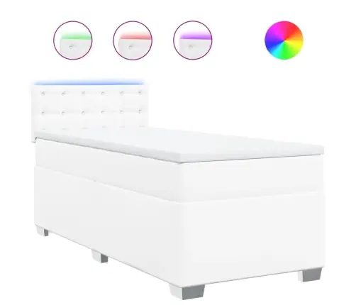 Atsperu Gulta Ar Matraci, Balta, 90X200 Cm, Mākslīgā Āda Vidaxl