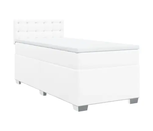 Atsperu Gulta Ar Matraci, Balta, 90X200 Cm, Mākslīgā Āda Vidaxl
