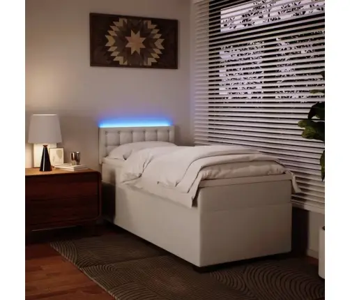 Atsperu Gulta Ar Matraci, Balta, 90X200 Cm, Mākslīgā Āda Vidaxl