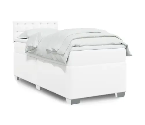 Atsperu Gulta Ar Matraci, Balta, 90X200 Cm, Mākslīgā Āda Vidaxl